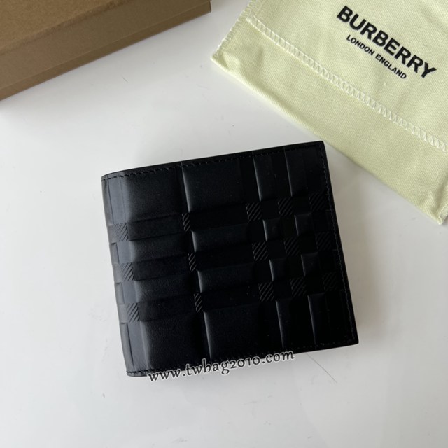 Burberry專門店新款短夾格紋壓花皮革雙折錢夾 巴寶莉男士短夾 yxb1085